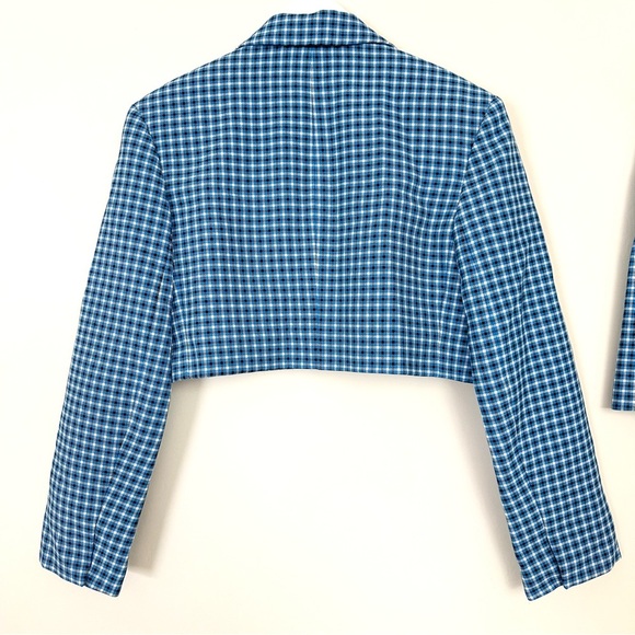ZARA BLAZER CHECKED CROPPED LAPEL COLLAR & SKIRT - Picture 14 of 16